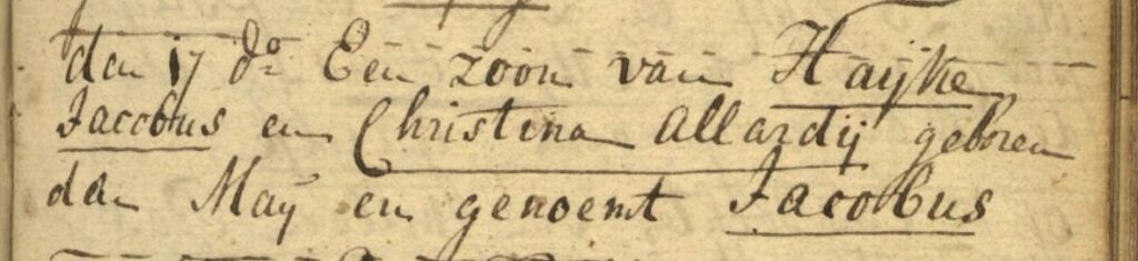 baptism entry for Jacobus, son of Haijke Jacobus