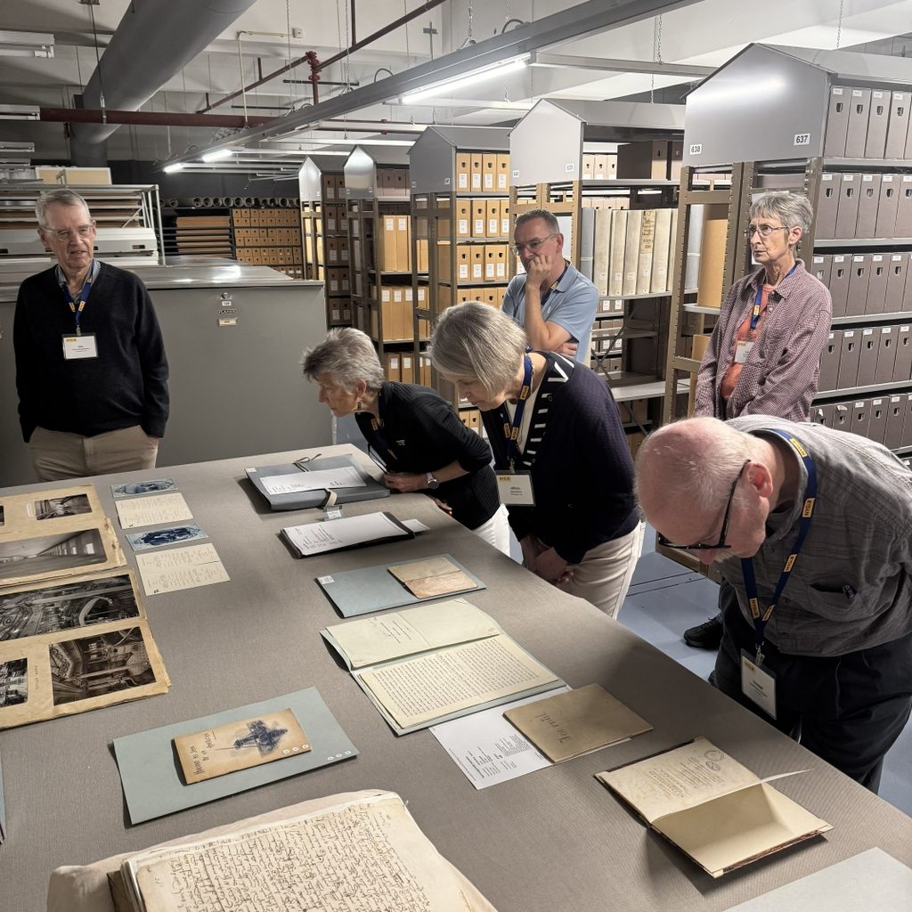 The NYG&B group looking at original records in the Rotterdam City Archives.
